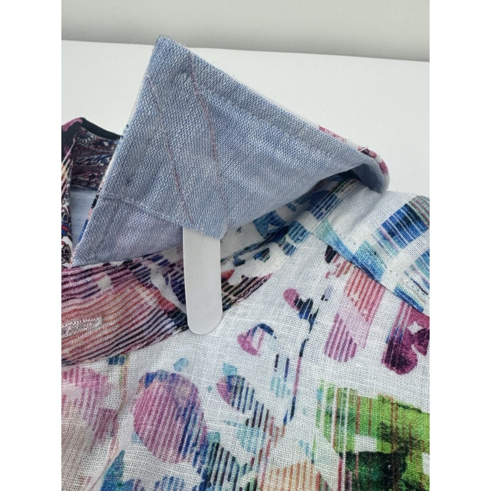 NWT Robert Graham CALDWELLS Linen Cotton Blend Watercolor Button Shirt XS $198 - Picture 6 of 13